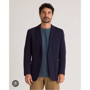 NWT Quince Navy Blue XL Organic Cotton Woven Unlined Blazer